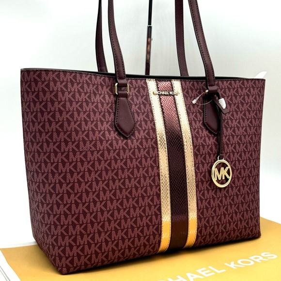 Michael Kors Bag Large Sheila Mf Tote Bag Ox Blood Multi - Picture 3 of 10